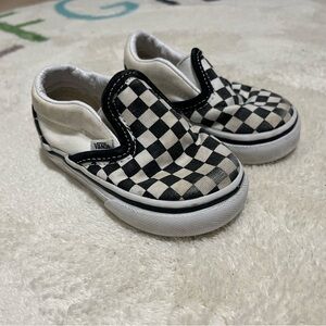 Vans Kids Checkered Slip-On Shoes - Black and White